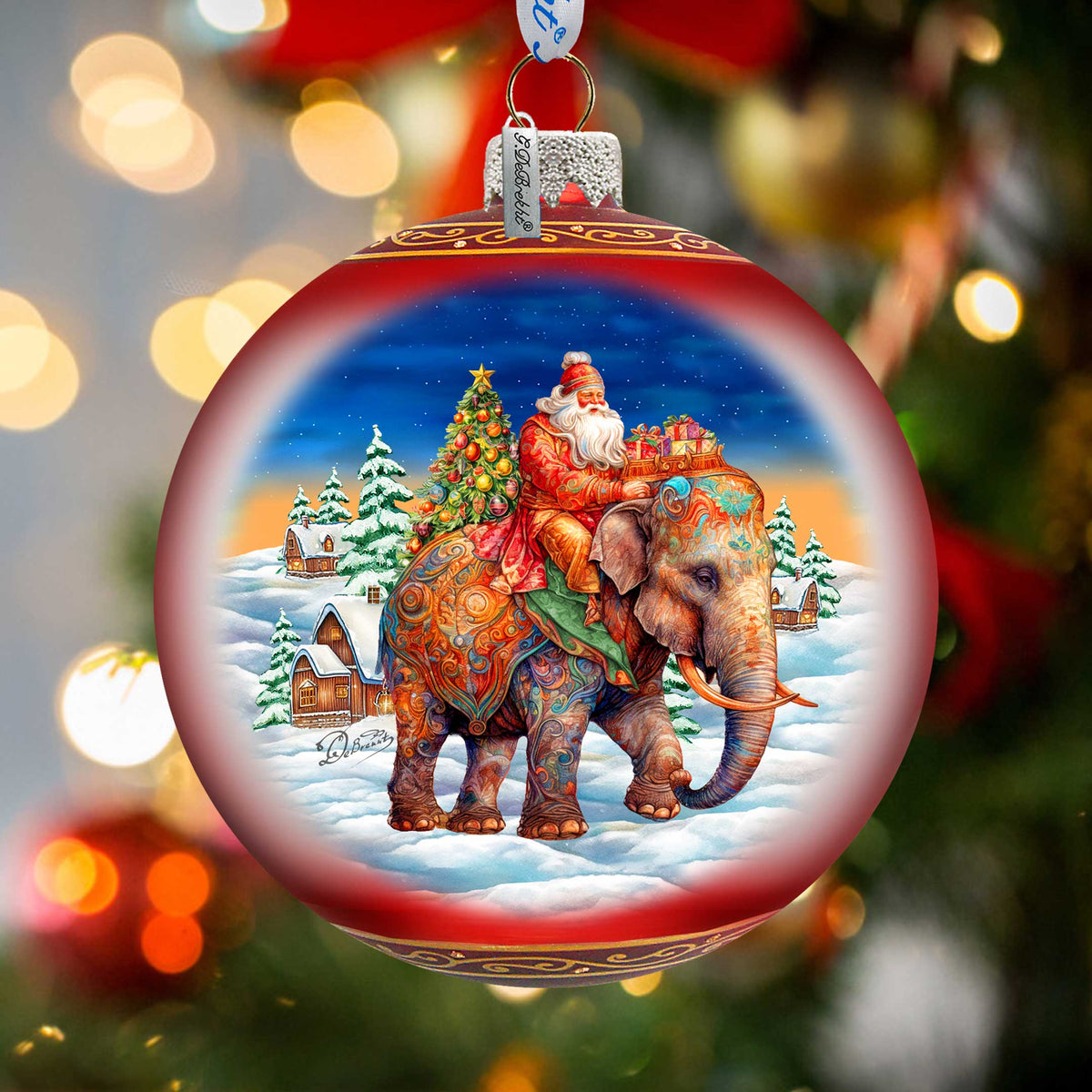 Safari Sleigh 5-Inch Glass Ball Ornament - Christmas Holiday Décor - 73945 Holiday Mercury Glass Ornament Christmas Tree Ornaments by GDebrekht