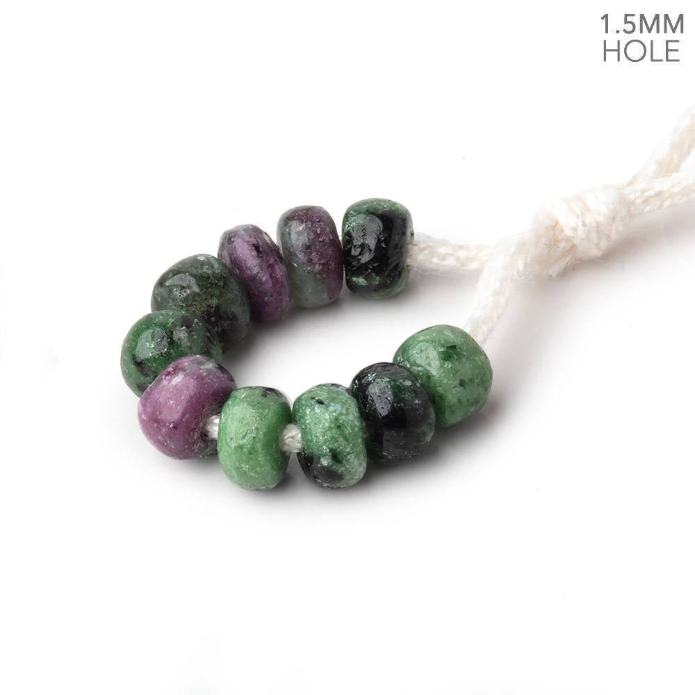 6mm Ruby in Zoisite 1.5mm Large Hole Plain Rondelle Set of 10