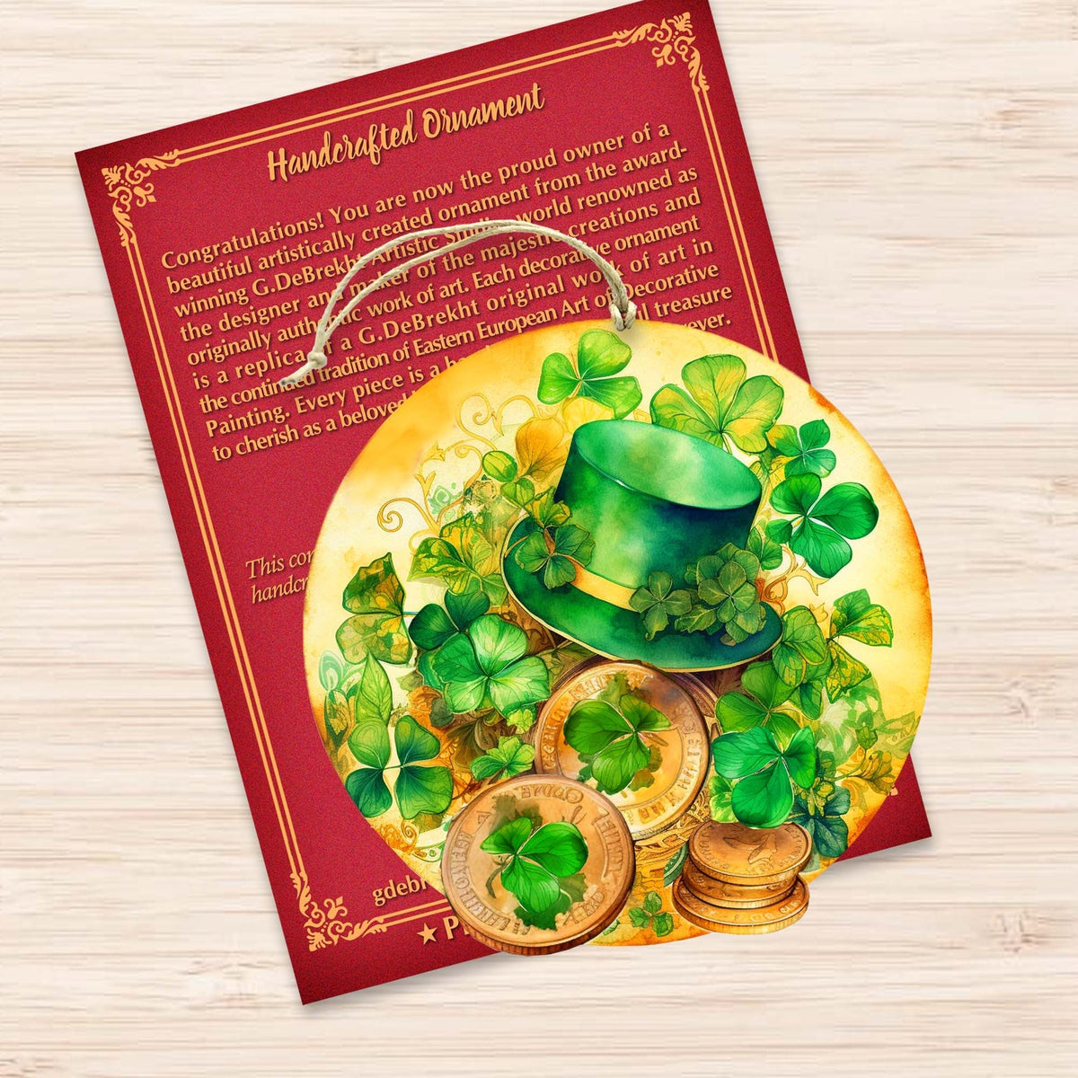St. Patrick Day Wooden Ornaments by G. DeBrekht Easter Spring Decor - 8652774
