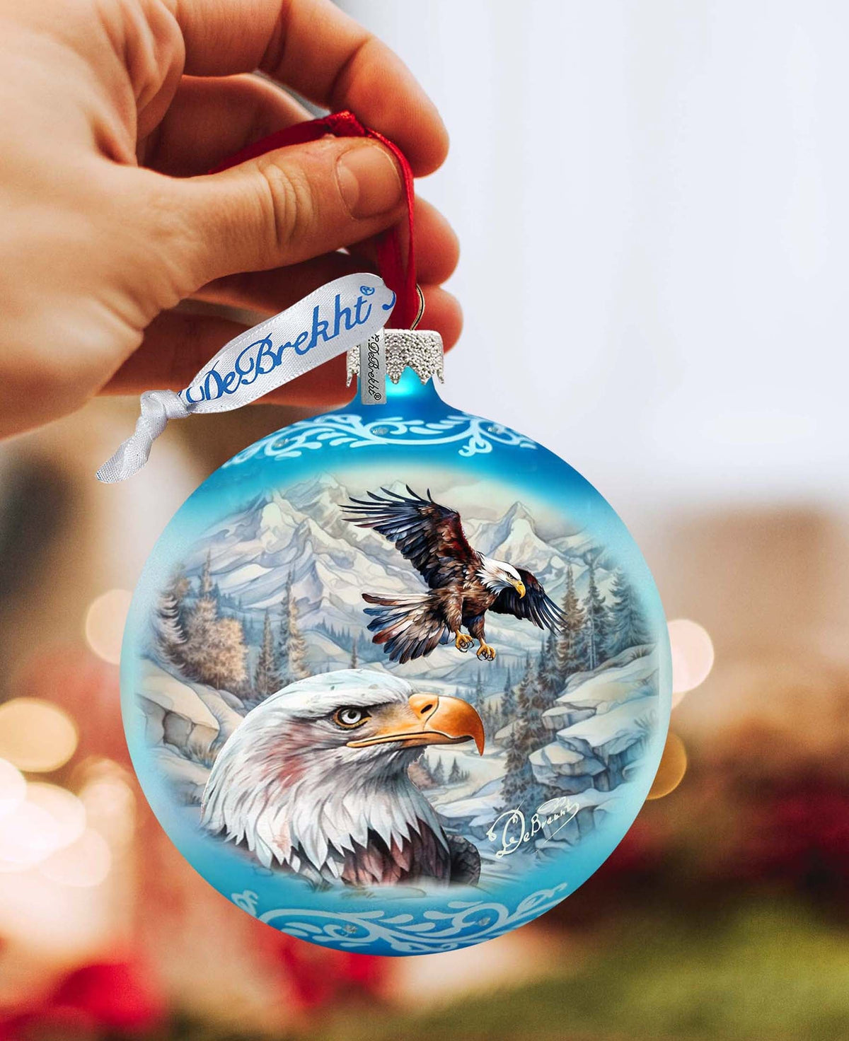 The Land of the Free - American Eagle Glass Ornament by G. Debrekht - Christmas Decor - 73387
