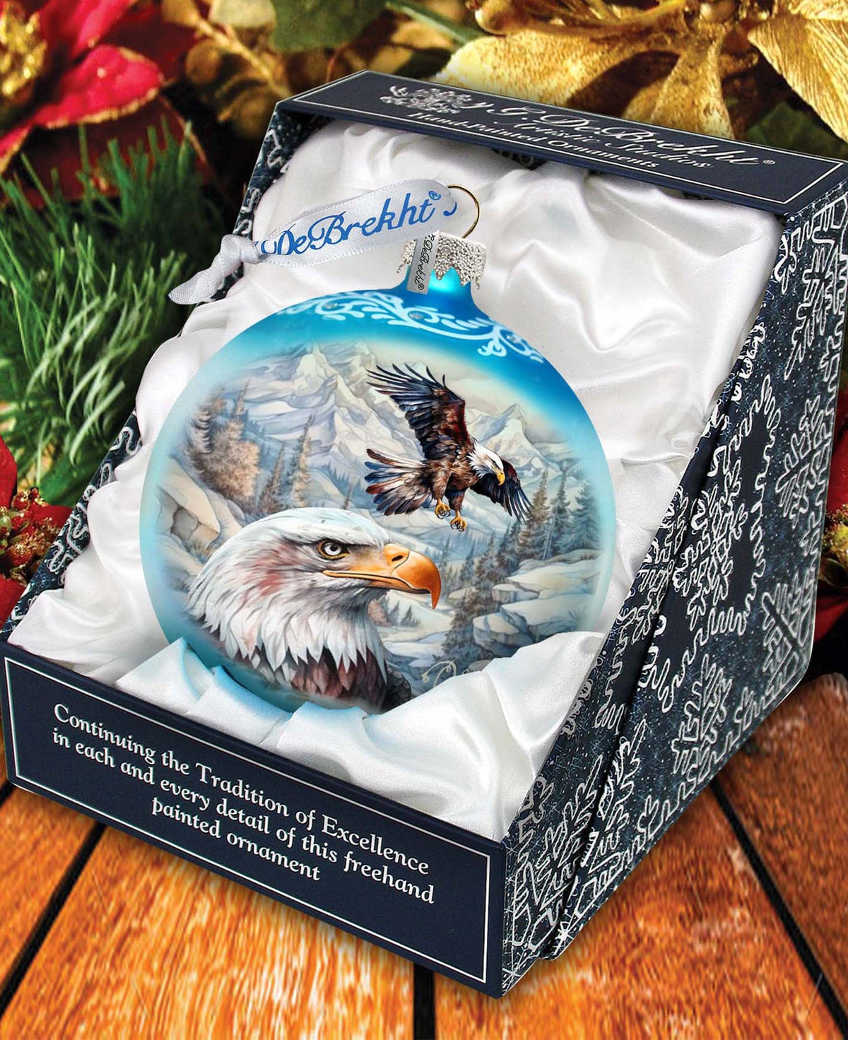 The Land of the Free - American Eagle Glass Ornament by G. Debrekht - Christmas Decor - 73387