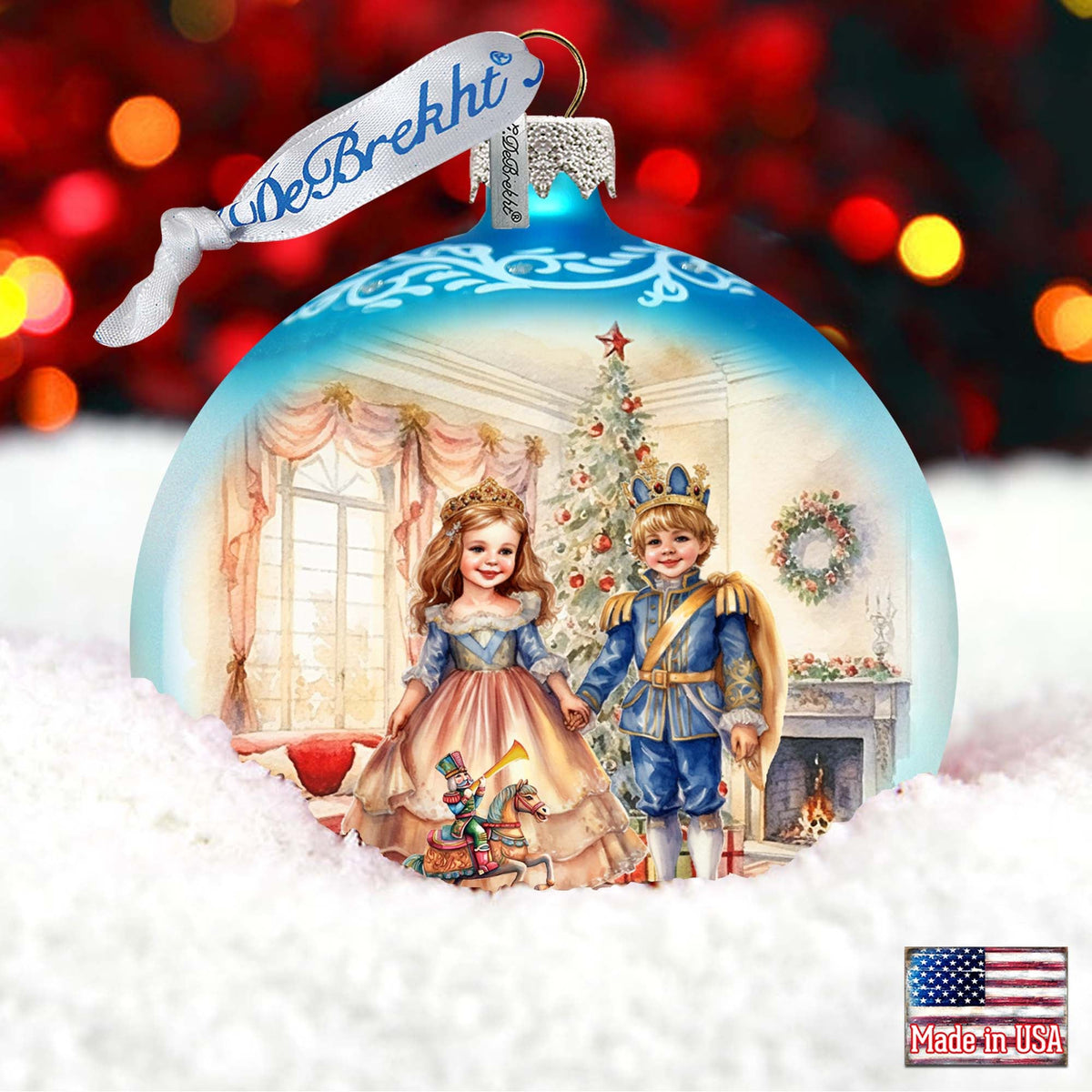 Nutcracker Ballet Scene - Clara and Prince Lg Glass Ornament by G. Debrekht - Christmas Décor - 73933