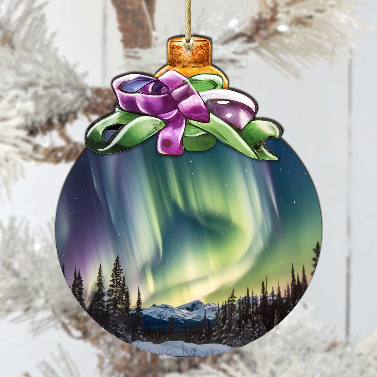 Aurora Borealis Brilliance Wooden Ornaments by G.Debrekht - Wildlife Holiday Decor - 870025