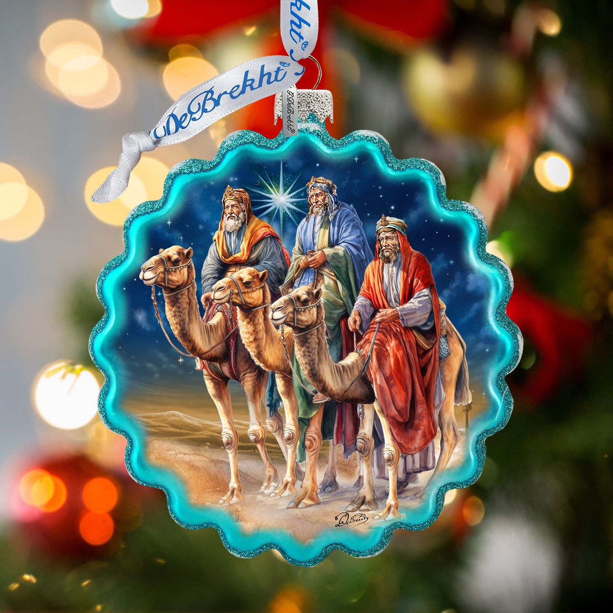 Three Kings Wreath Glass Ornament by G. Debrekht - Nativity Holiday Décor - 759-046