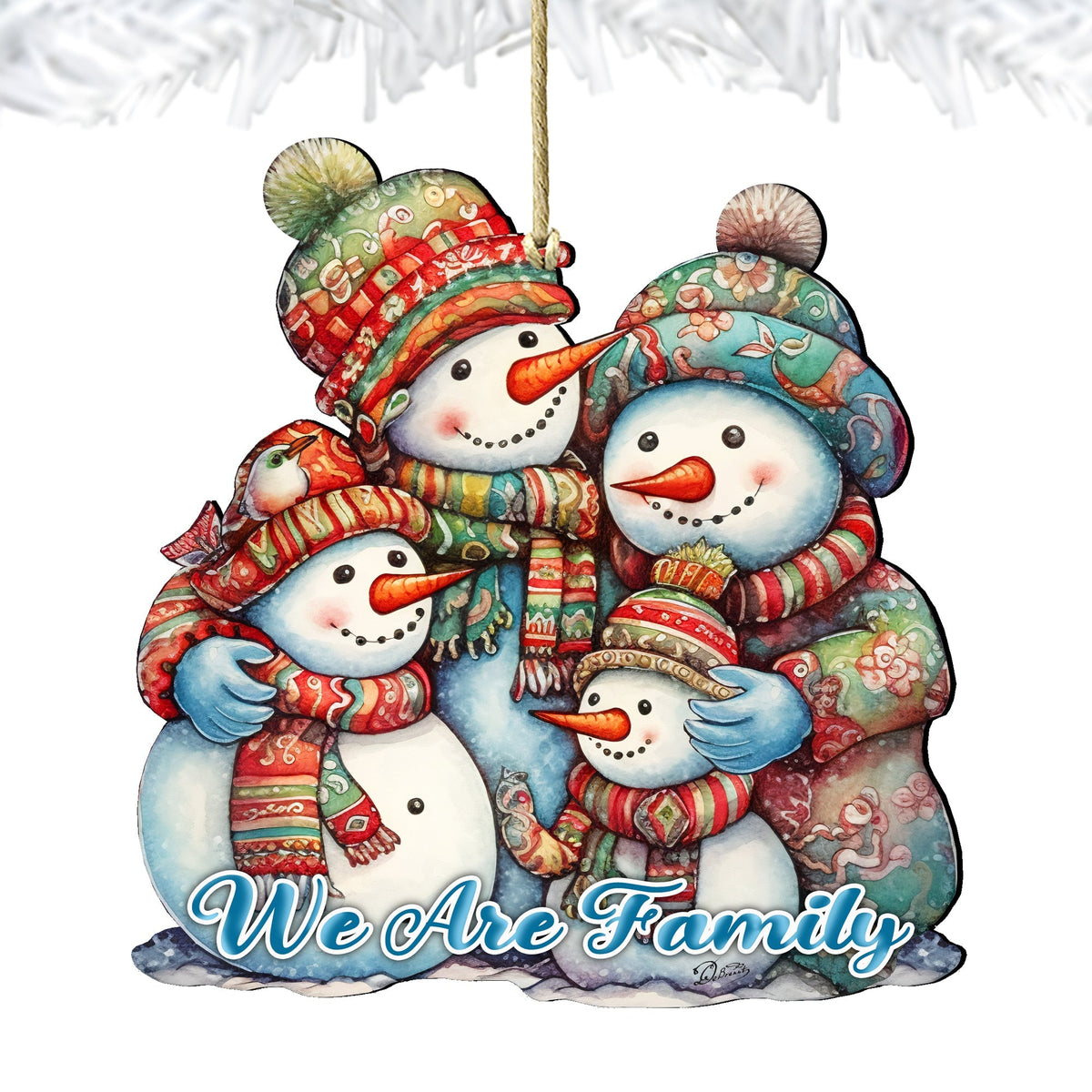 Snowmen Family Wooden Ornaments by G. Debrekht Christmas Santa Snowman Decor - 8611057