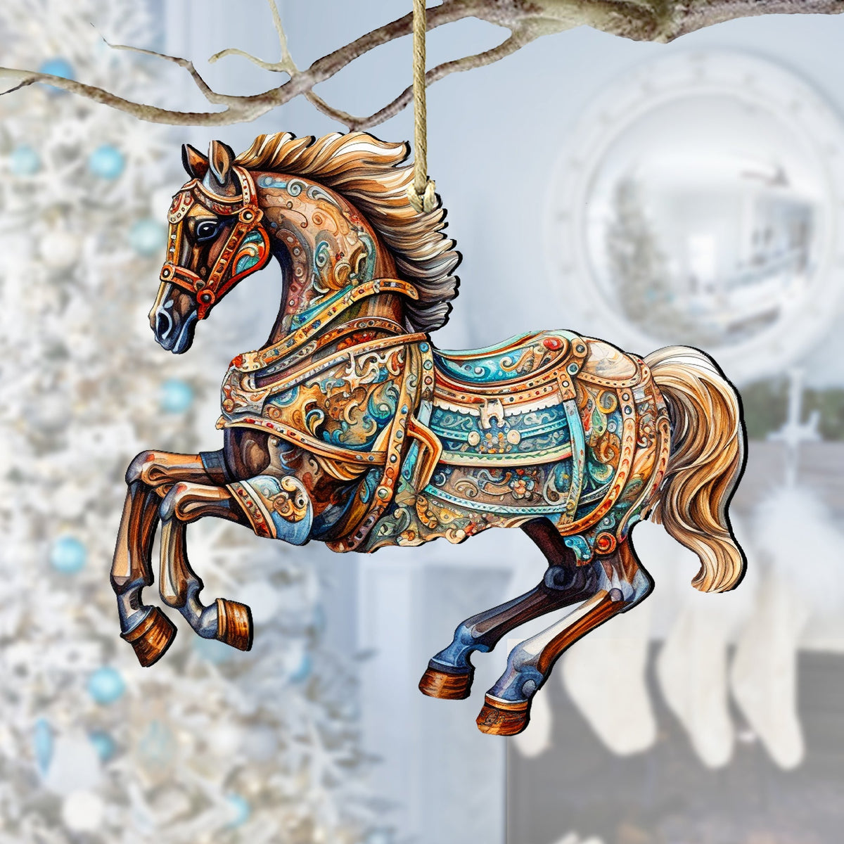 Carousel Horse Wooden Ornaments by G. Debrekht - Christmas Decor - 8100193-1
