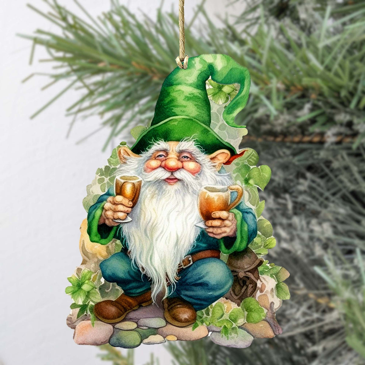Lucky Leprechaun Wooden Ornaments by G. DeBrekht Easter Spring Decor - 8652778