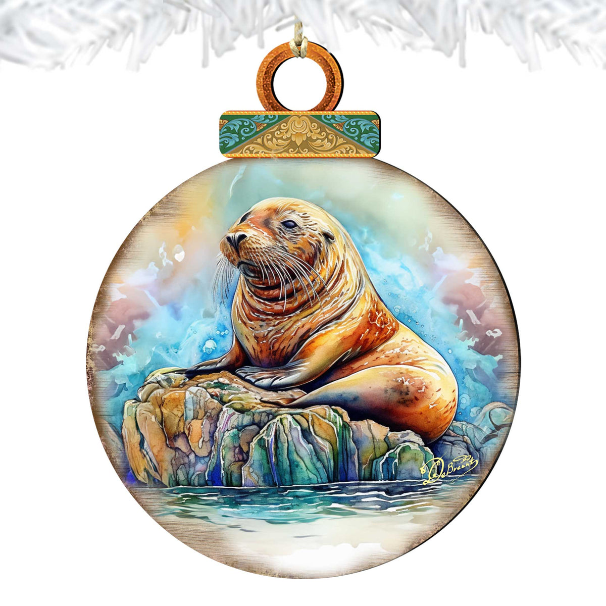 Sea Lion Wooden Ornaments by G.Debrekht - Wildlife Holiday Decor - 8710127