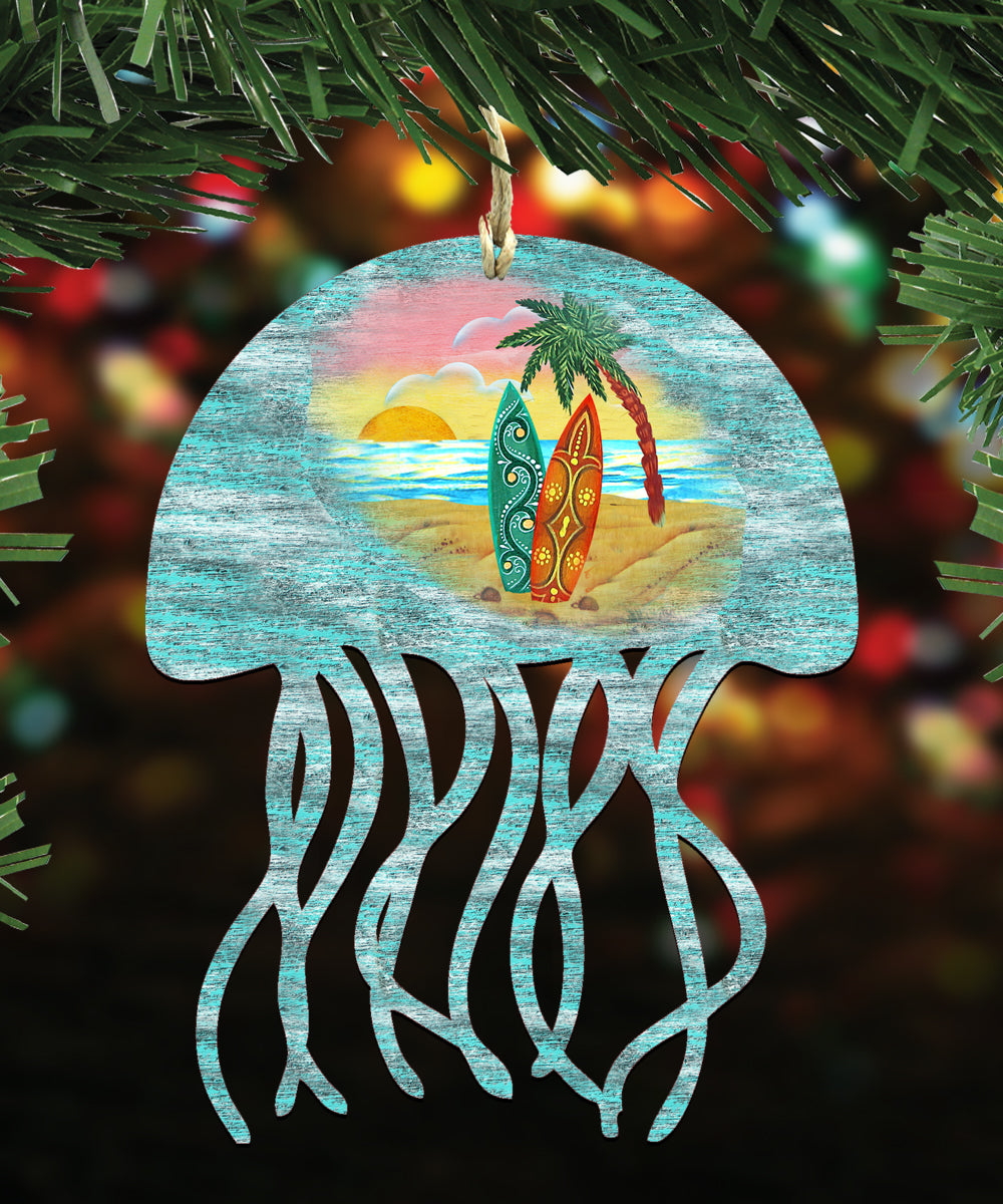 Coastal Wooden Ornaments-Starfish,Jellyfish,Crab-Set of 3 by G. DeBrekht - Coastal Holiday Décor - 8100046S3
