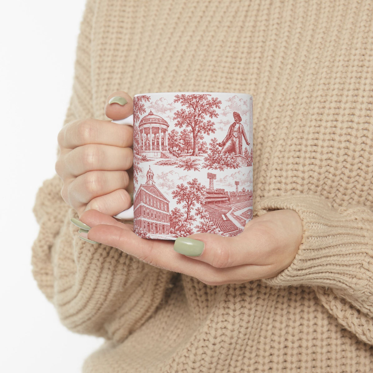 Boston Red Toile de Jouy Ceramic Mug – Boston Chinoiserie (11oz)