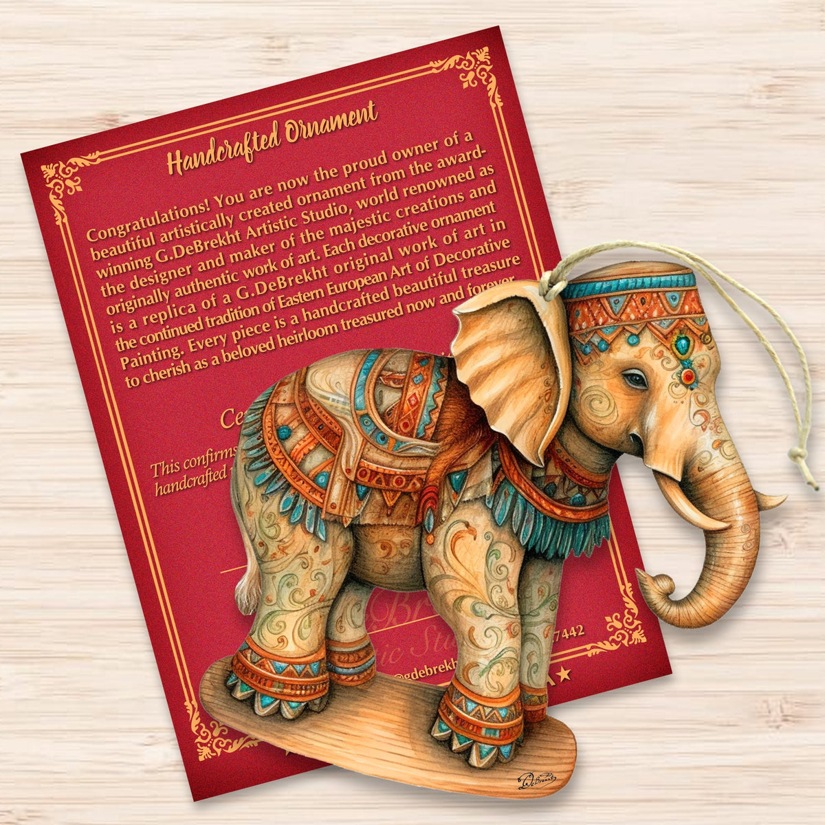 Carousel Elephant Wooden Ornaments by G. Debrekht - Christmas Decor - 8100192-2