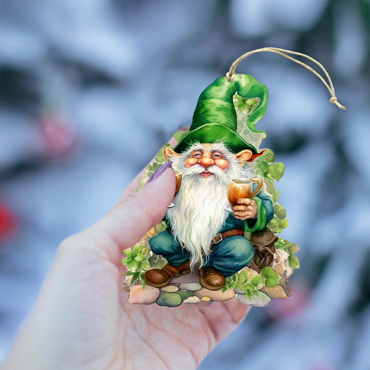 Lucky Leprechaun Wooden Ornaments by G. DeBrekht Easter Spring Decor - 8652778
