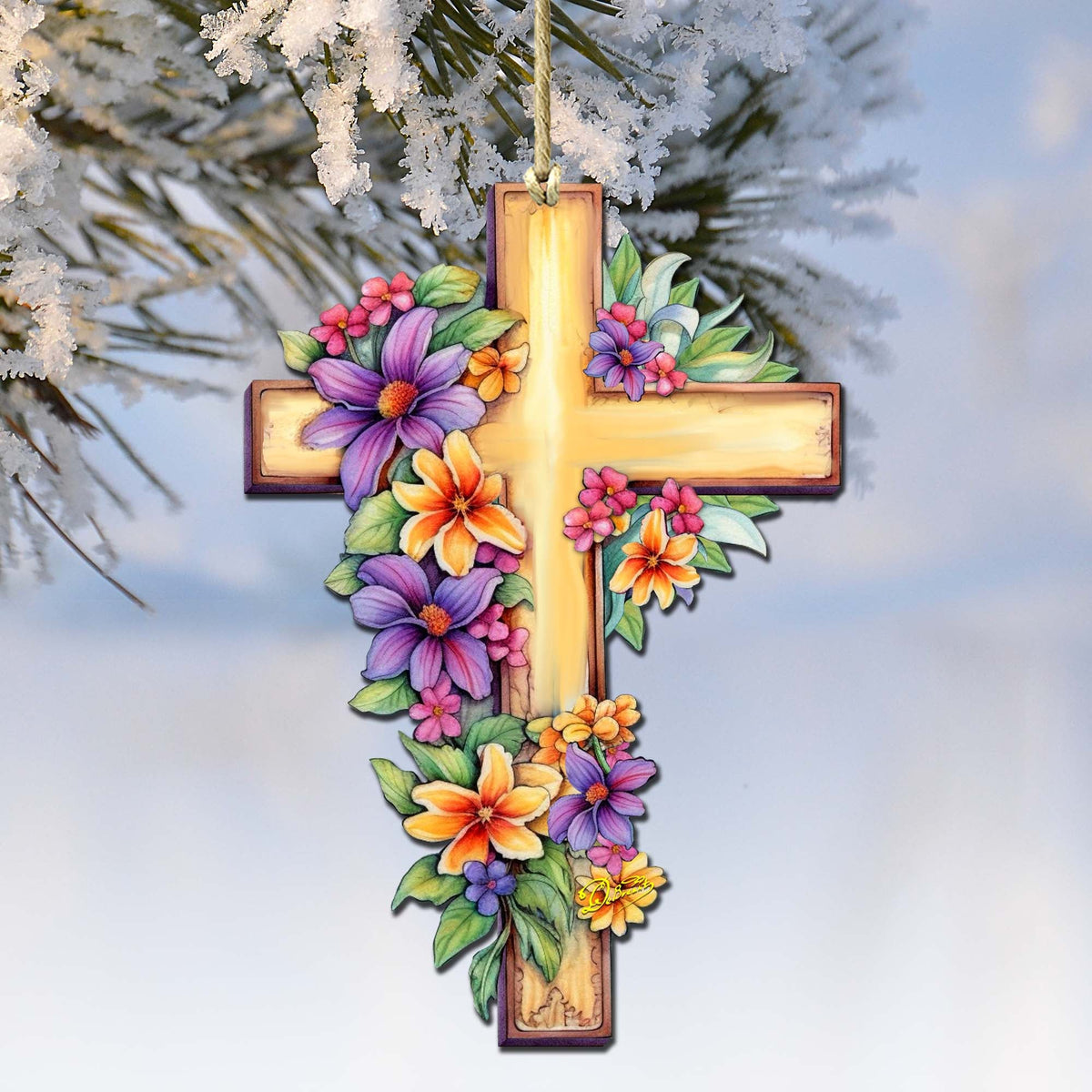 Garden Serenity Cross Wooden Ornaments by G. DeBrekht Easter Spring Décor - 8688168