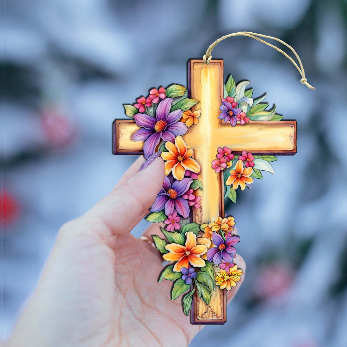 Garden Serenity Cross Wooden Ornaments by G. DeBrekht Easter Spring Décor - 8688168