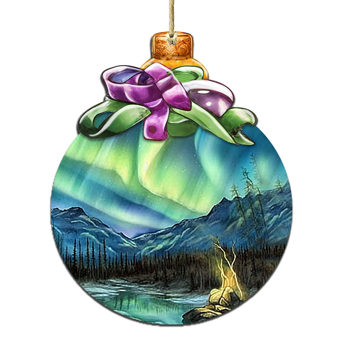 Northern Lights Splendor Wooden Ornaments by G.Debrekht - Wildlife Holiday Décor - 870024