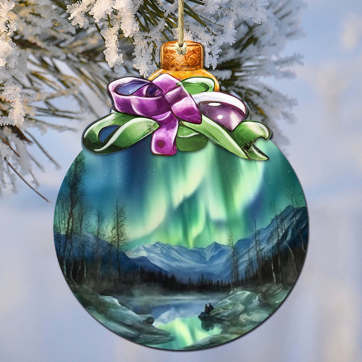 Northern Lights Symphony Wooden Ornaments by G.Debrekht - Wildlife Holiday Décor - 870026