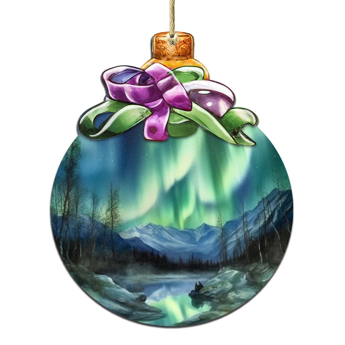 Northern Lights Symphony Wooden Ornaments by G.Debrekht - Wildlife Holiday Décor - 870026