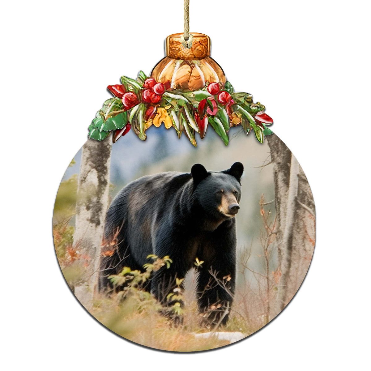 Alaskan Black Bear Adventure Wooden Ornaments by G.Debrekht - Wildlife Holiday Décor - 870033