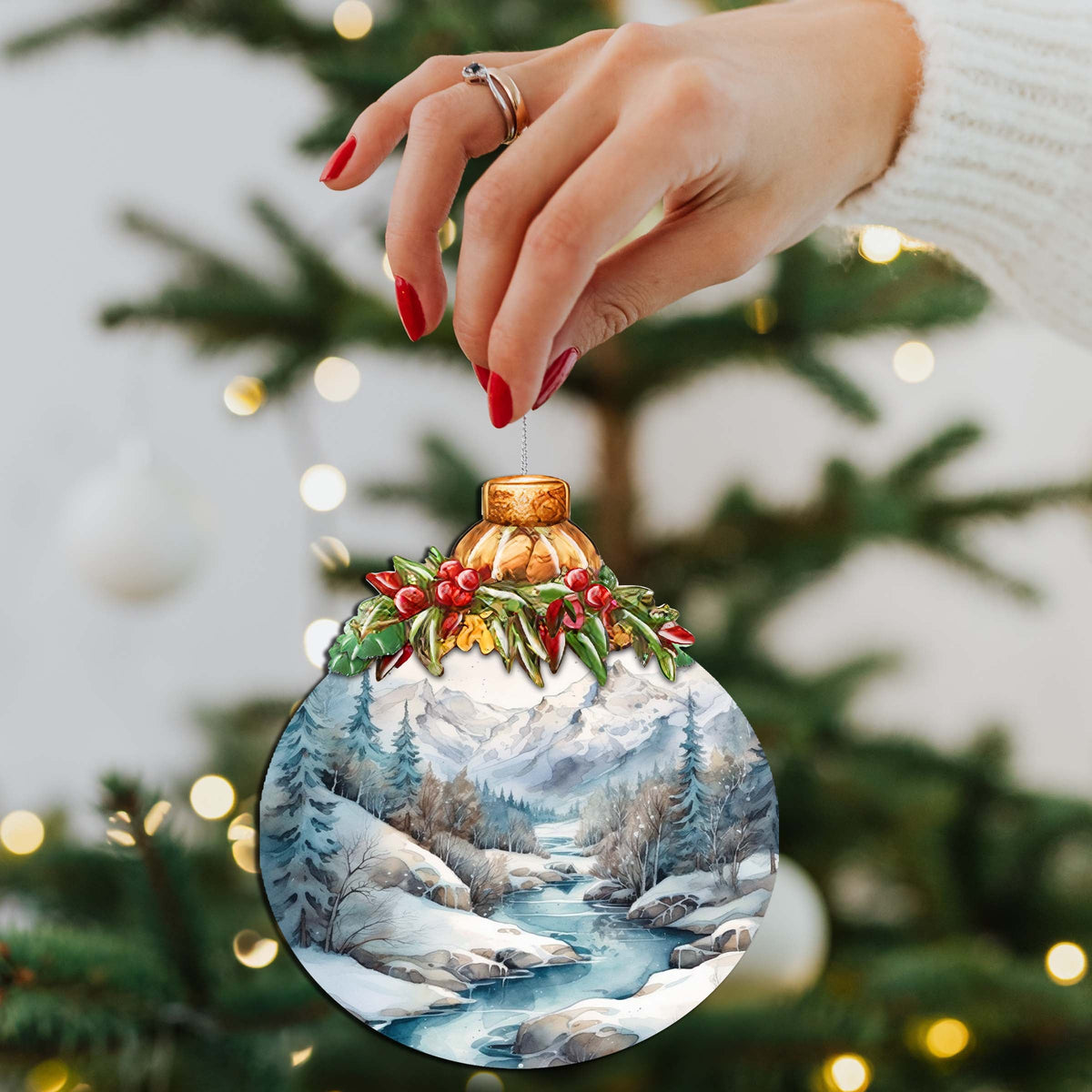 Alaska's Mountain Majesty Wooden Ornaments by G.Debrekht - Wildlife Holiday Décor - 870037
