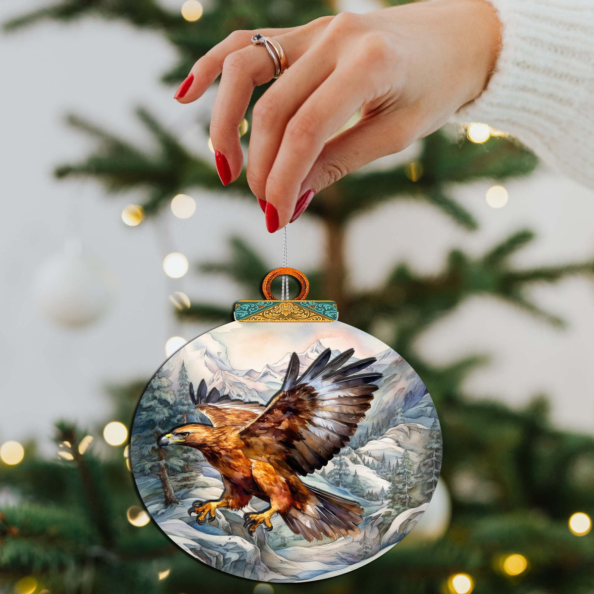 Flying Golden Eagle Wooden Ornaments by G.Debrekht - Wildlife Holiday Décor - 870060