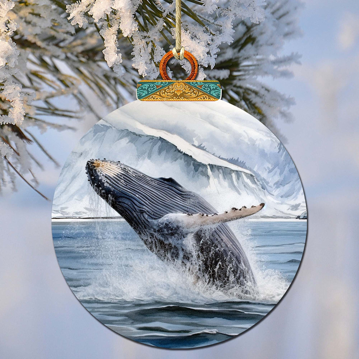 Alaskan Humpback Whale Harmony Wooden Ornaments by G.Debrekht - Wildlife Holiday Décor - 870079