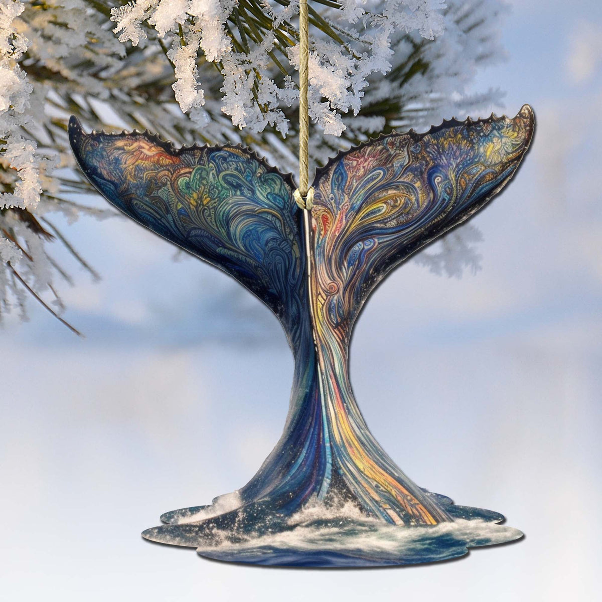 Humpback Whale Tail Wooden Ornaments by G.Debrekht - Wildlife Holiday Décor - 8710104-1