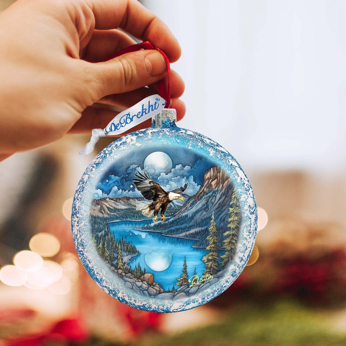 Flying Eagle Glass Ornament by G. DeBrekht - Wildlife Holiday Decor - 744-044