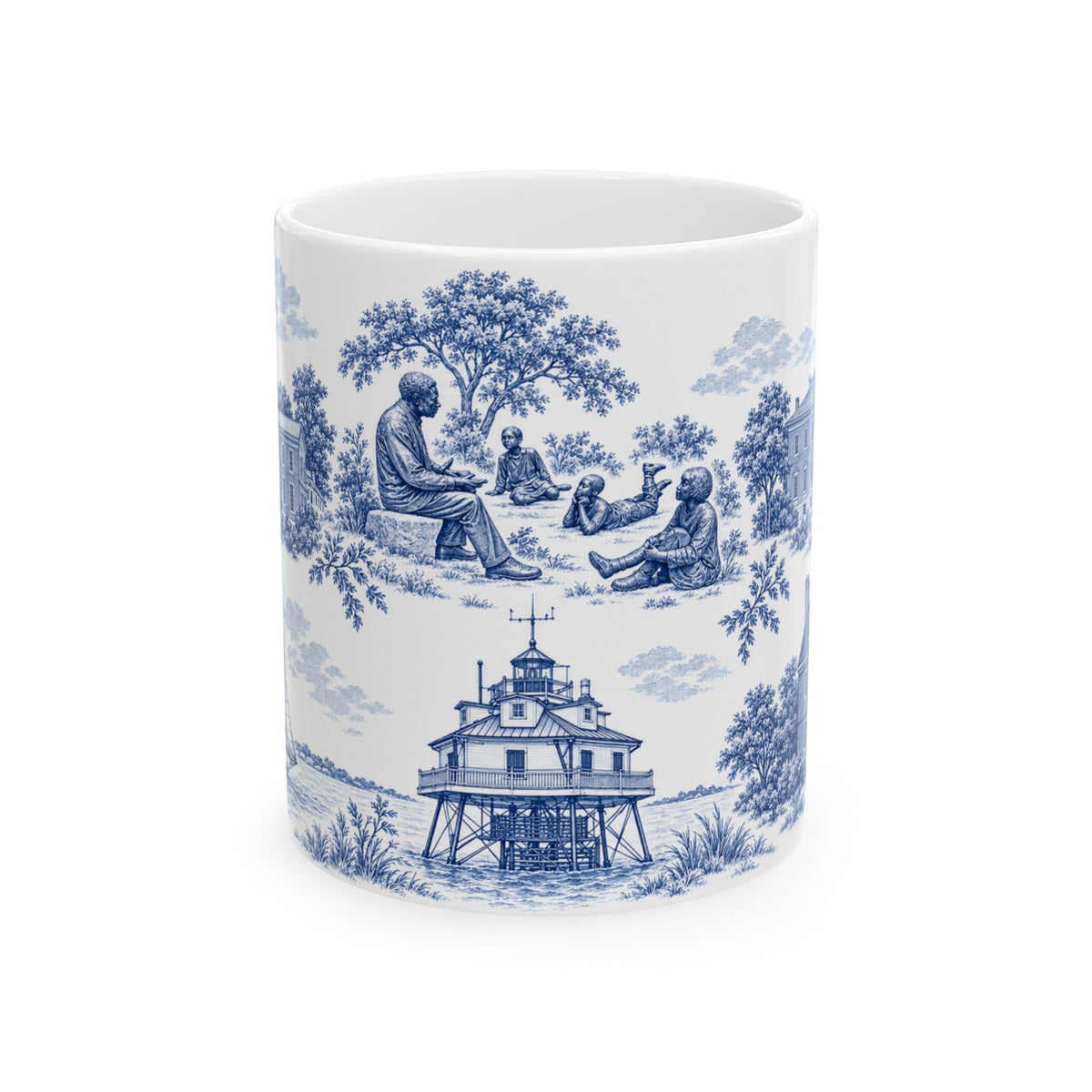 Annapolis Blue Toile de Jouy Ceramic Mug – Vintage Scenic 11oz