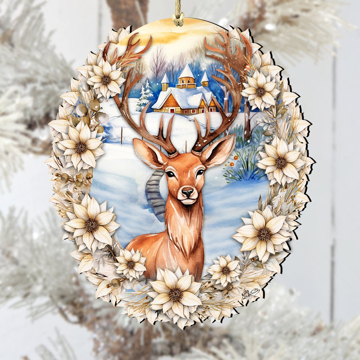 Majestic Forest Deer Wooden Ornaments by G. Debrekht Christmas Decor - 8611065