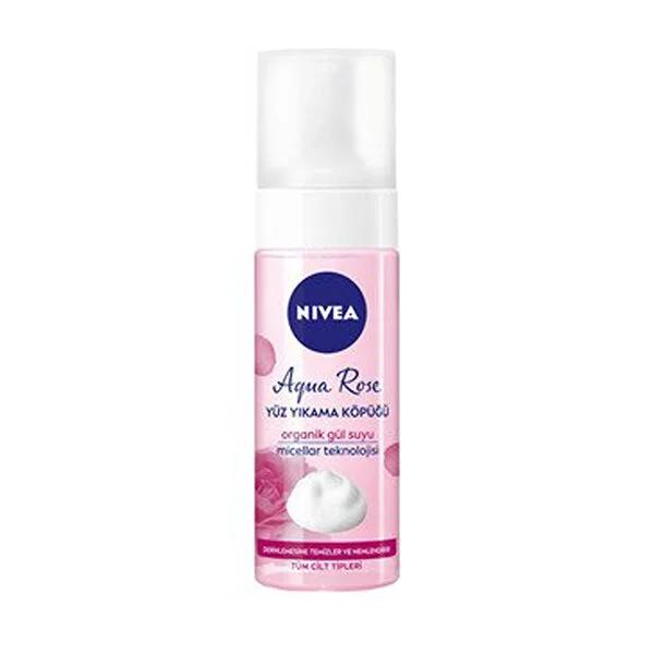 Nivea Aqua Rose Facial Cleansing Foam: Gentle Micellar Face Wash with Organic Rose Water for Sensitive Skin & Makeup Removal, 5.07 fl oz