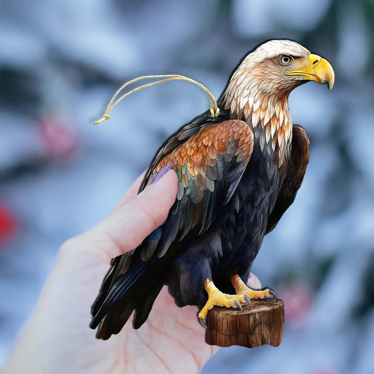 Bald Eagle Charm Wooden Ornaments by G.Debrekht - Wildlife Holiday Decor - 8710101-4