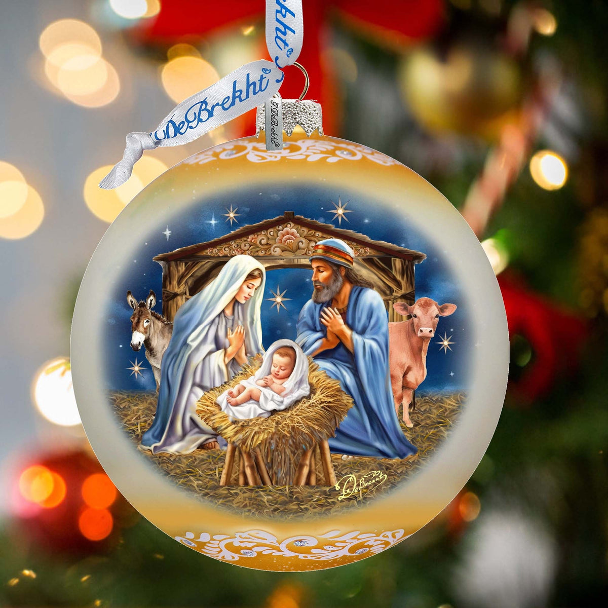 From Stable to Savior Lg Glass Ornament by G.Debrekht - Nativity Holiday Decor - 73956G