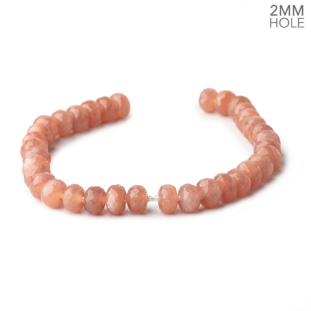 8mm Peach Moonstone 2mm Large Hole Faceted Rondelles 8 inch 36 Beads