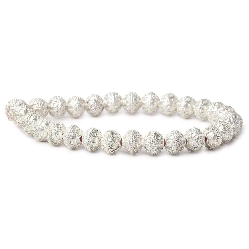 8mm Sterling Silver Plated Copper Bead Roval Persian Circle 8 inch 29 pcs