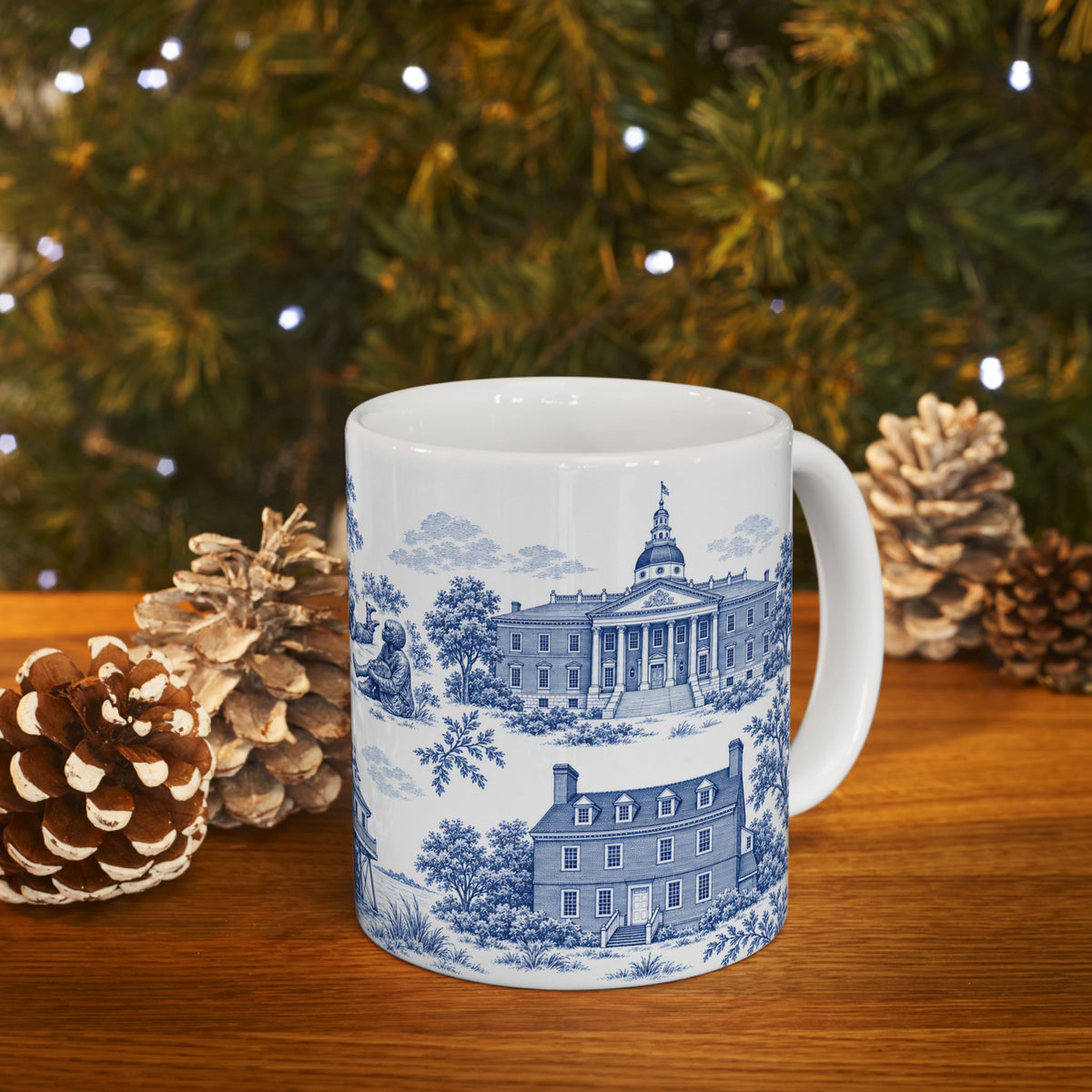 Annapolis Blue Toile de Jouy Ceramic Mug – Vintage Scenic 11oz