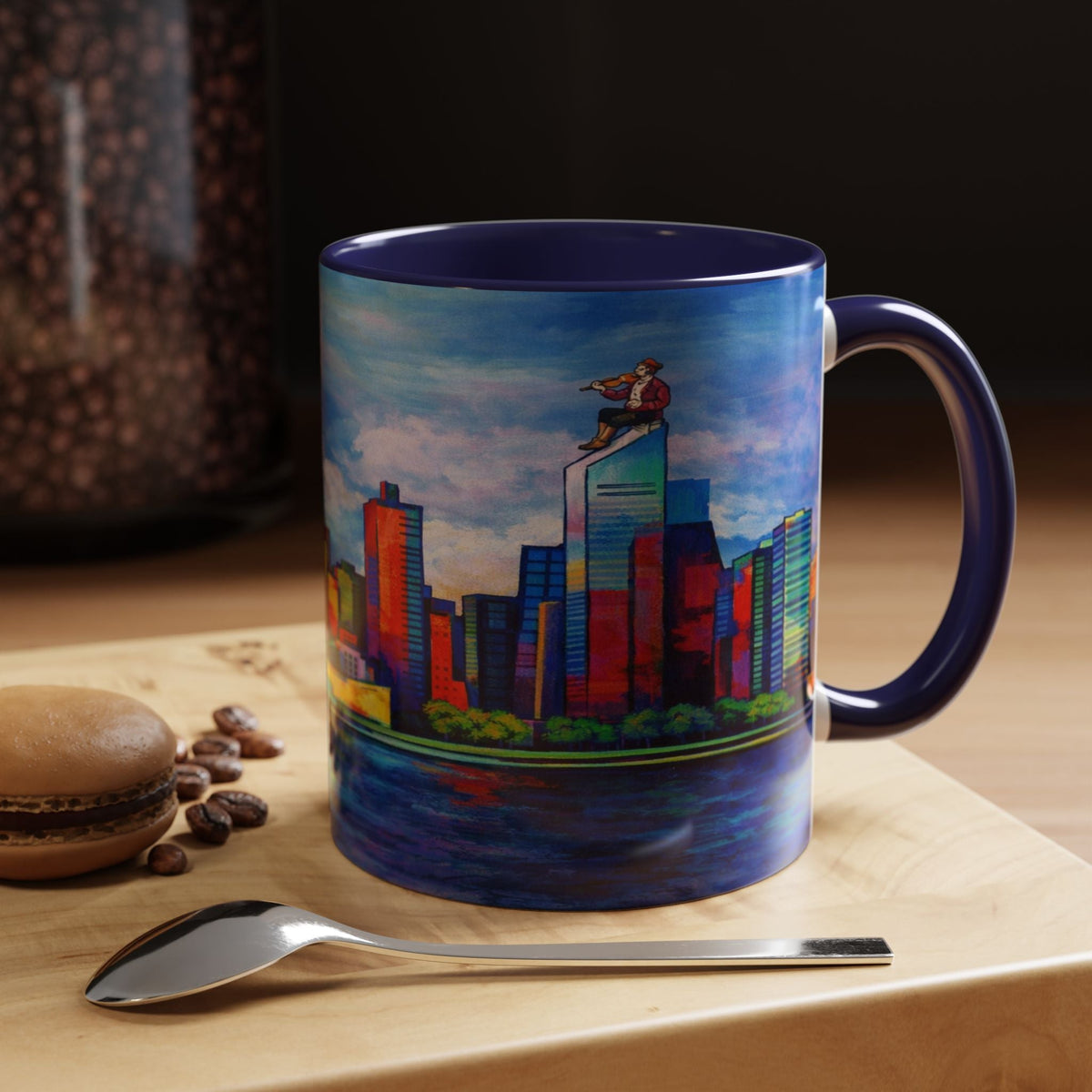 Fiddler on the Manhattan Roof Marc Chagall-inspired Fan Art NYC Accent Coffee Mug