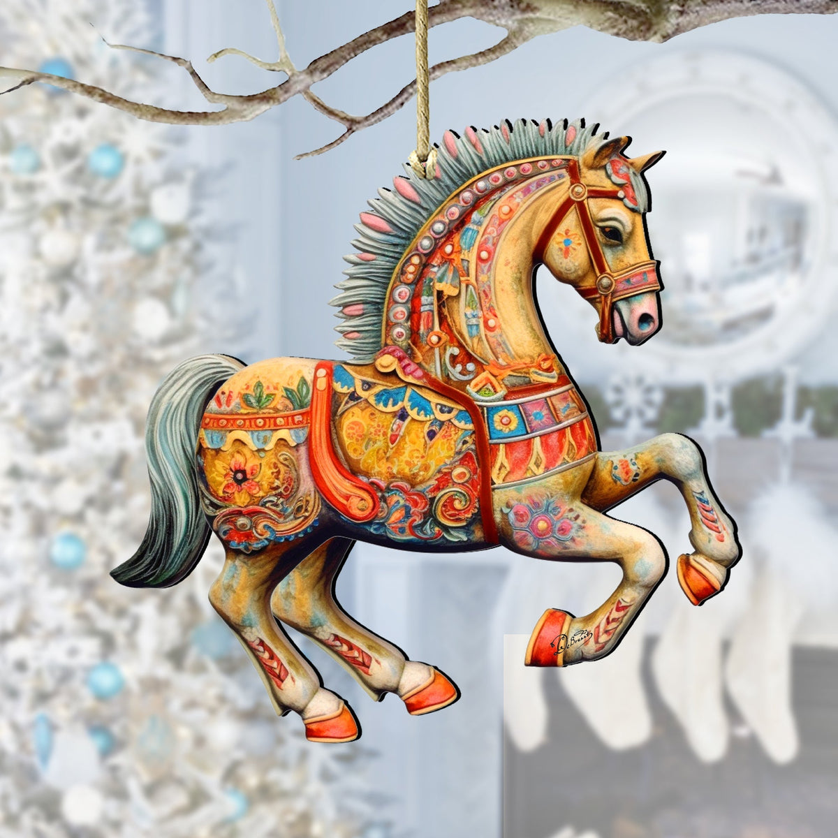 Carousel Horse Wooden Ornaments by G. Debrekht - Christmas Decor - 8100193-3