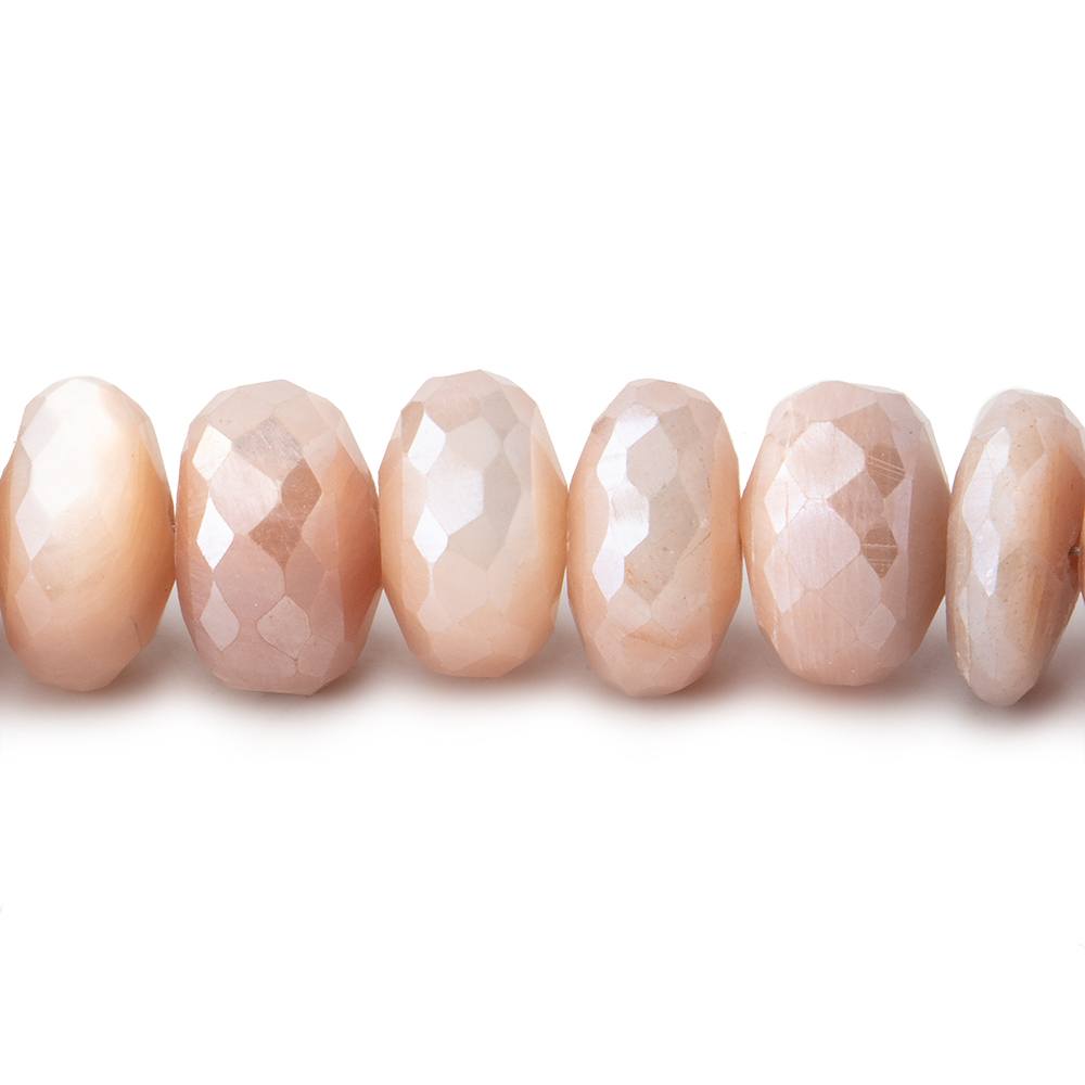 7.5mm Mystic Angel Skin Moonstone Faceted Rondelles 7.5 inch 42 Beads