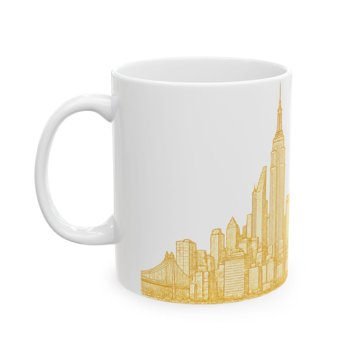 Gold Midtown New York City Skyline Mug | Ceramic Midtown Manhattan Skyline Coffee Cup 11oz