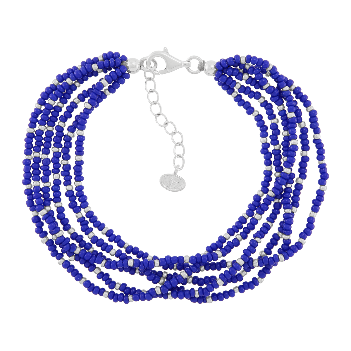 Silpada Endless Harmony Sterling Silver Blue Seed Bead Bracelet