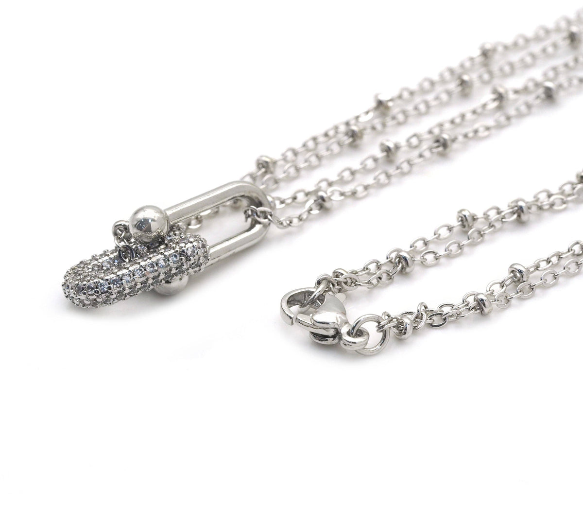 CZ U Link Dainty Chain necklace, sku#EF229