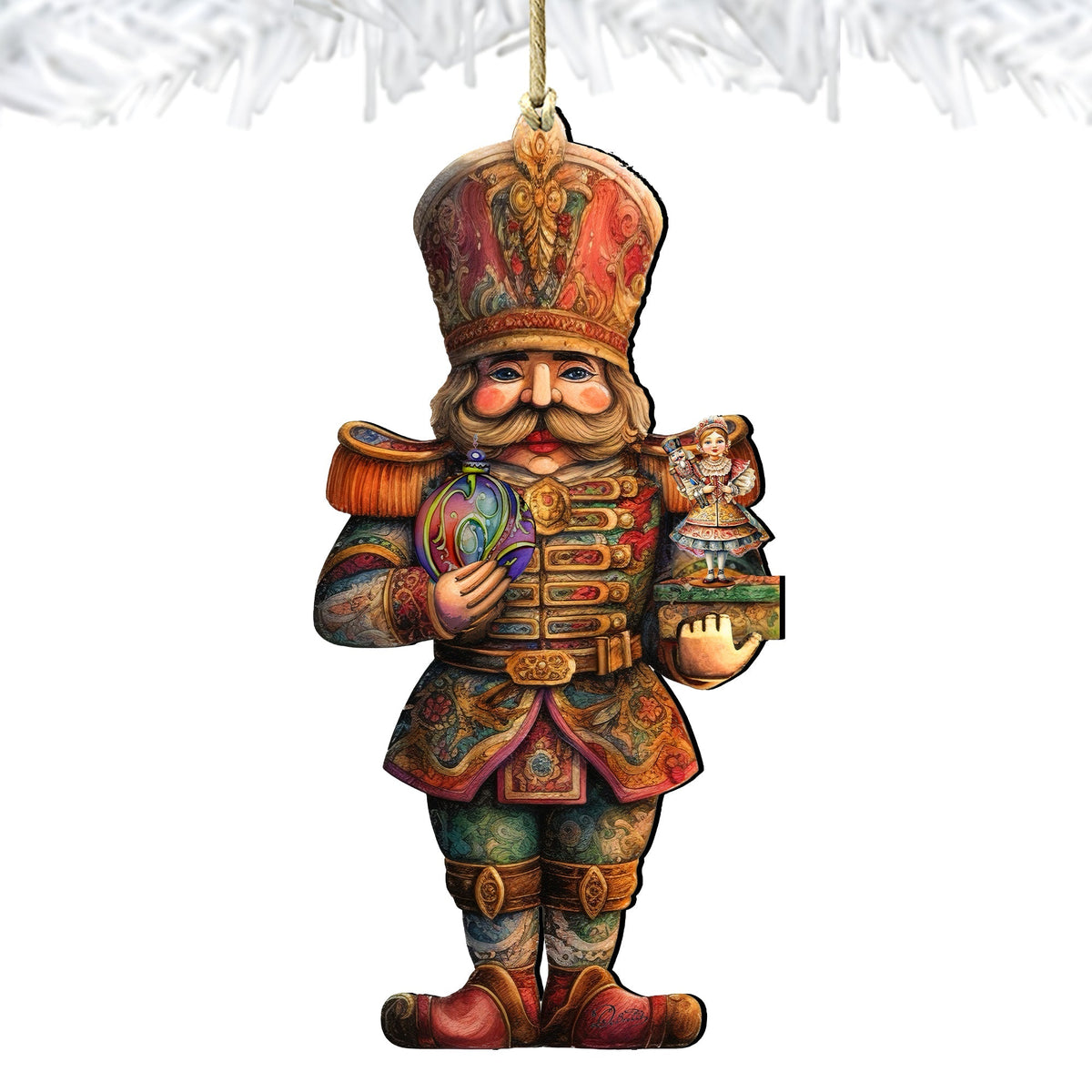 Nutcracker with Clara Wooden Ornaments by G. Debrekht Christmas Decor - 8611059