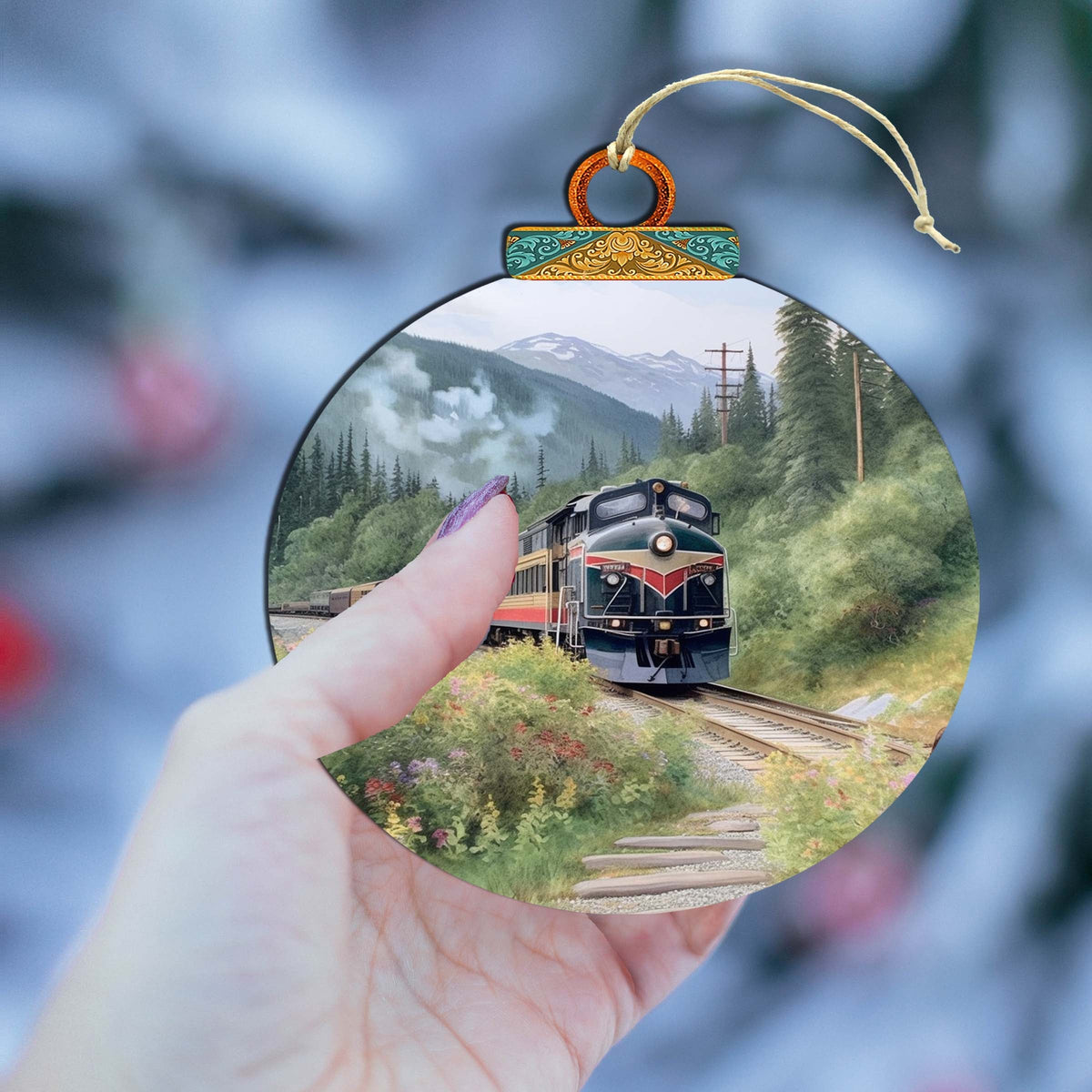 Alaska Mountain Express Wooden Ornaments by G.Debrekht - Wildlife Holiday Decor - 870041