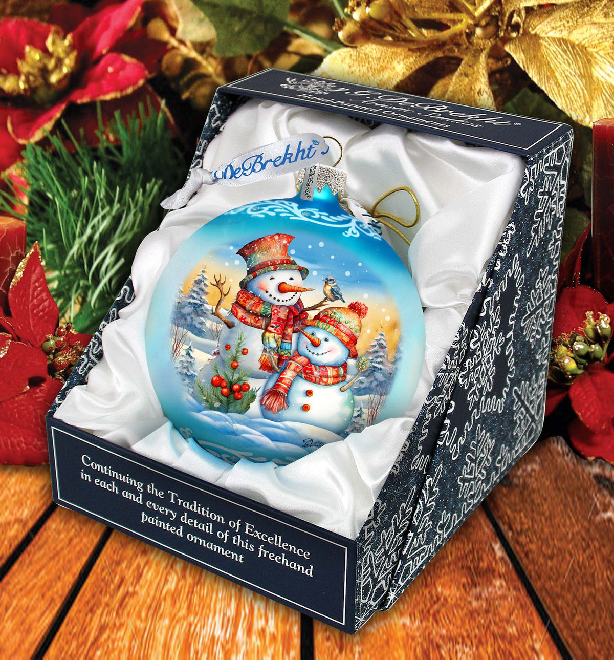 Winter Friends Ball Glass Ornament by G. Debrekht - Christmas Santa Snowman Decor - 73373