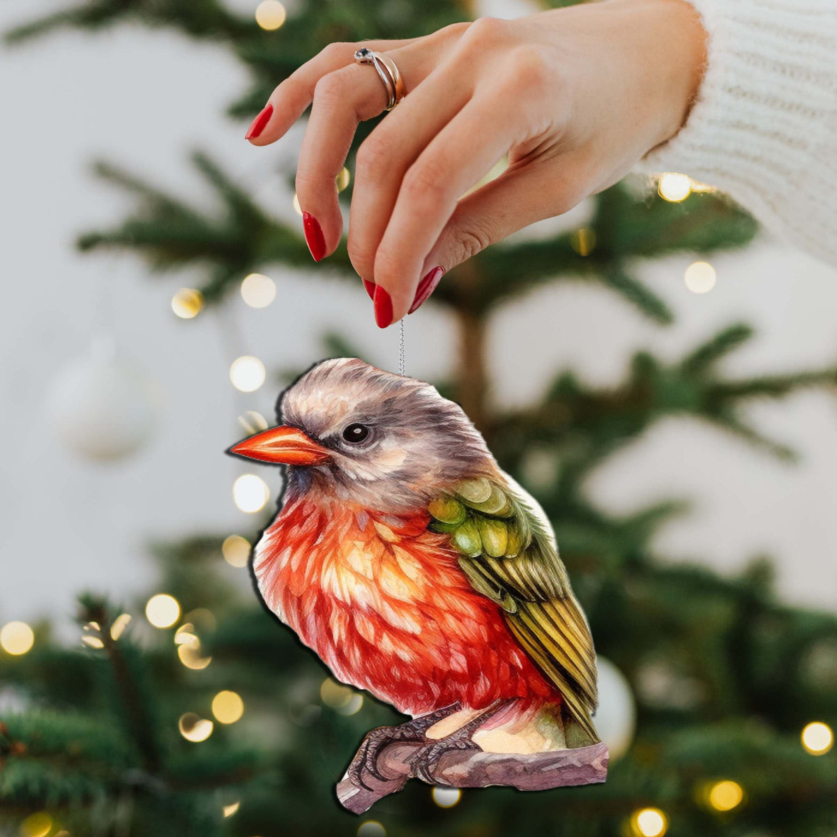 Enchanted Forest Bird Wooden Ornaments by G.Debrekht - Wildlife Holiday Decor - 8710005-3