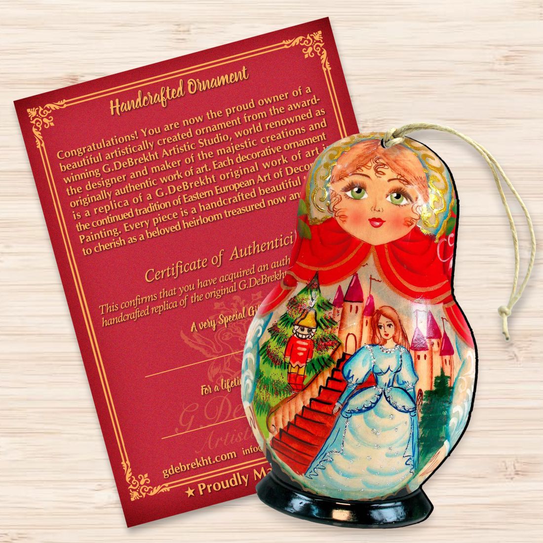 Story of Nutcracker Matreshka Wooden Ornaments by G. DeBrekht - Nativity Holiday Decor - 8115942