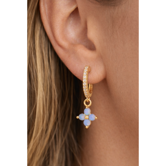 Worn West Floral Opal Dangle Hoop Earring