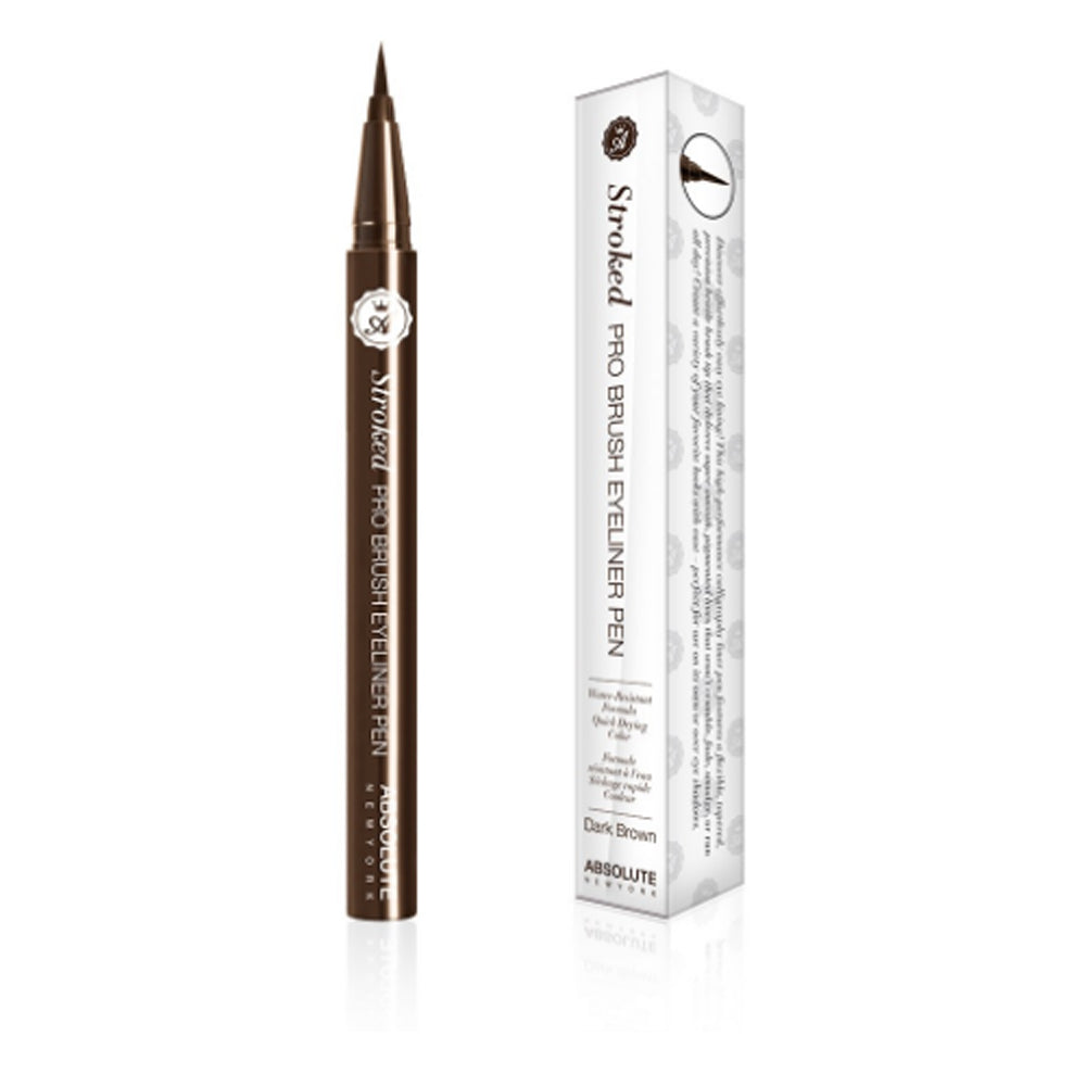 ABSOLUTE Stroked Pro Brush Eyeliner Pen - Dark Brown - Dark Brown