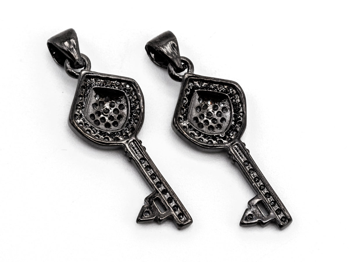 CZ Micro Pave Key Shape Pendant, Cubic Zirconia Key Shape Pendant for Necklace Bracelet Earrings Making,10x24mm,sku#Y39