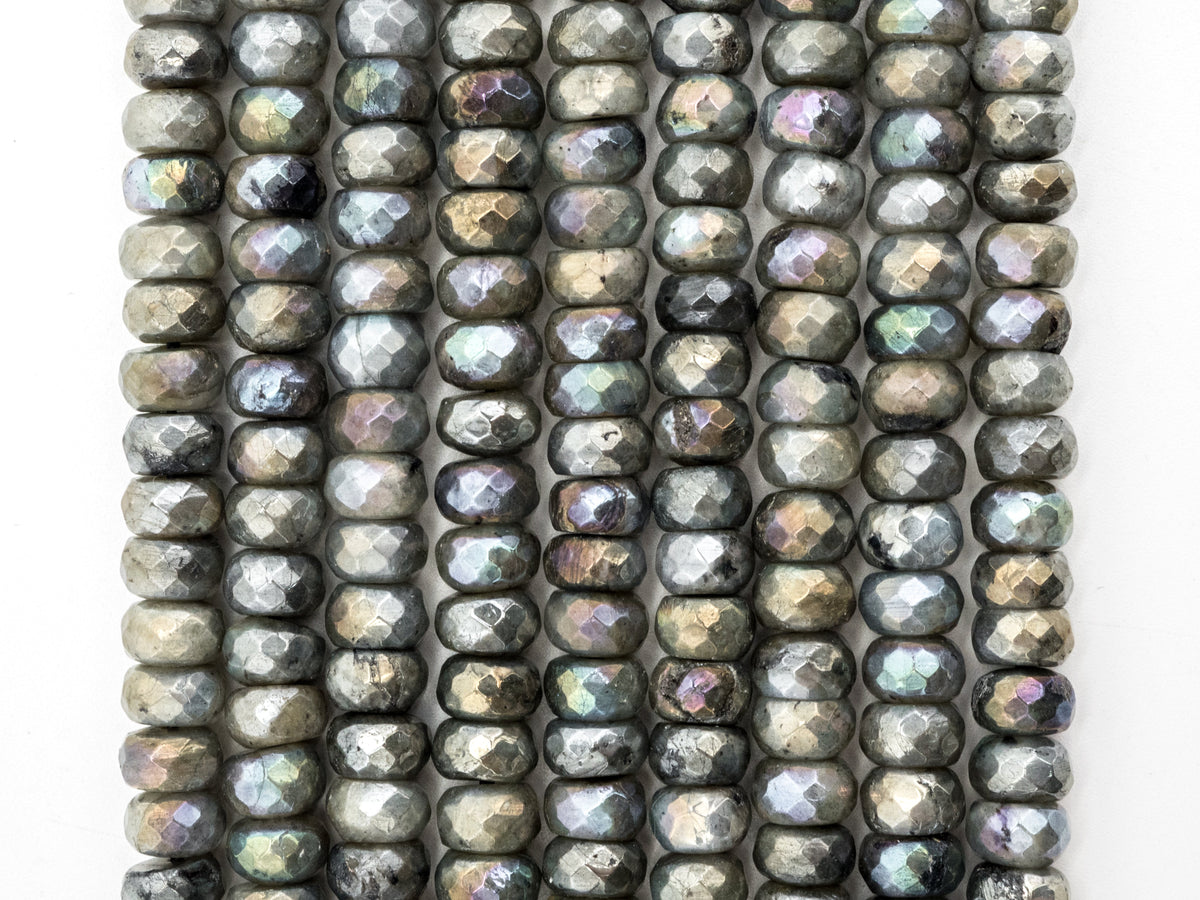Natural Plated Labradorite beads, 4x6/5x8/6x10/7x12mm Faceted Rondelle Gemstone Beads, Natural labradorite Beads, 15.5inch strand, SKU#U184